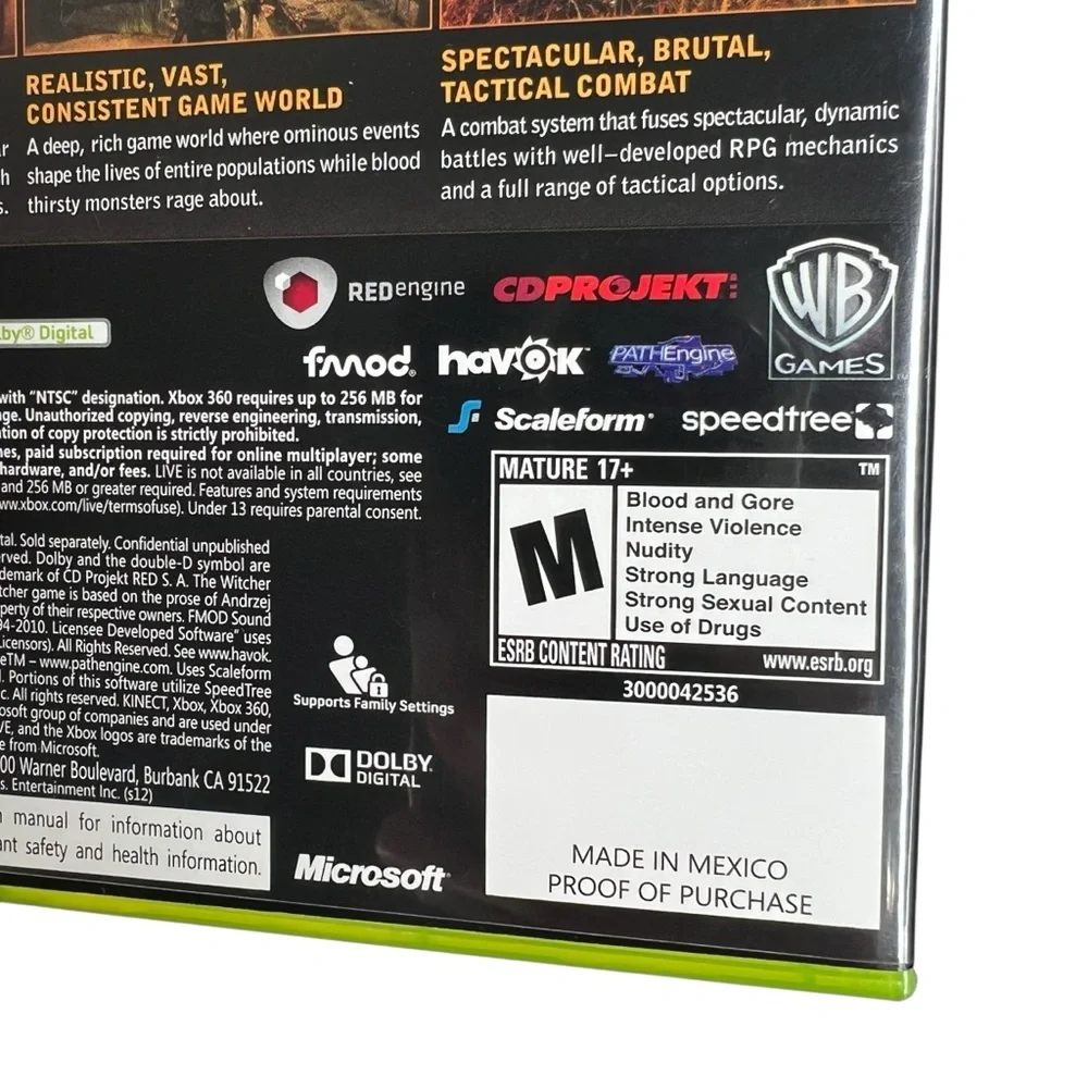 The Witcher 2 Xbox 360 Video Game with Manual & Quest Handbook